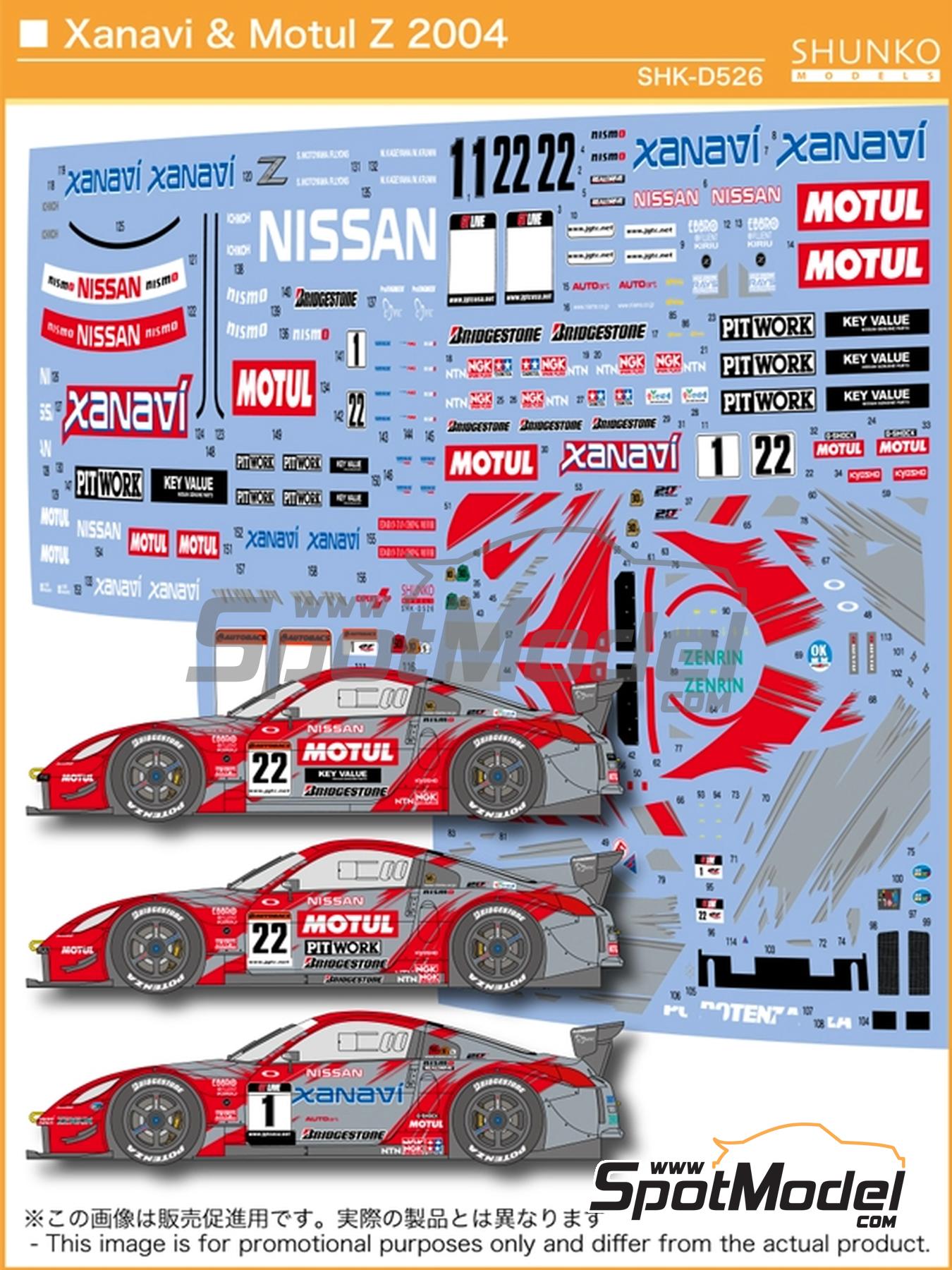 Shunko Models SHK-D526: Marking / livery 1/24 scale - Nissan 350Z